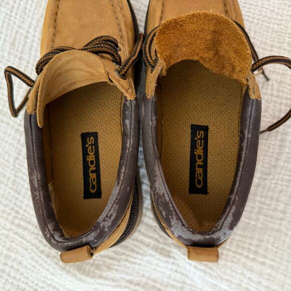 Candies Chunky Moc Oxford Size 7.5 Lug Sole Lace Up 90s Y2k Wheat Yellow Leather - Picture 8 of 13